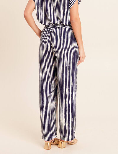 Pantalon large taille haute blanc femme