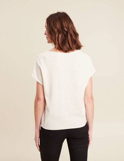 Pull manches courtes ecru femme