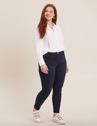 Pantalon léger taille standard 7/8ème bleu marine femme