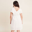Robe droite fluide smockée ecru femme
