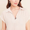 Blouse manches courtes fluide beige femme