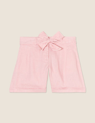 Short ajusté ceinturé vieux rose femme