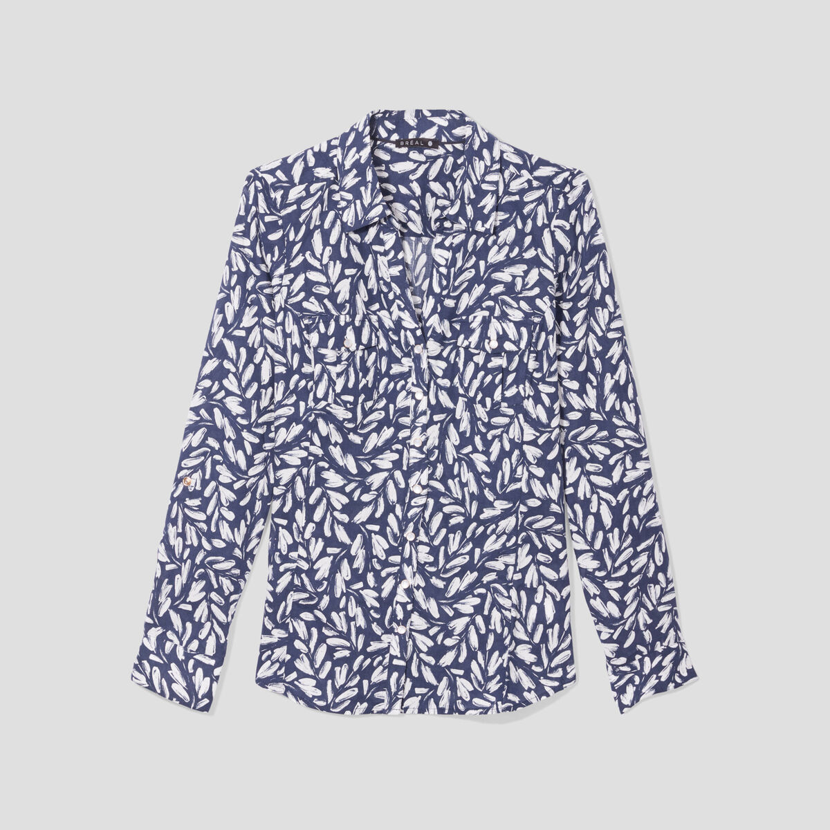 Chemise manches longues bleu foncé femme