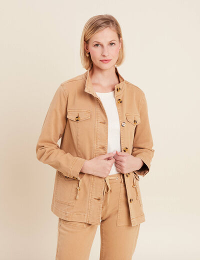 Veste boutonnée en jean marron clair femme