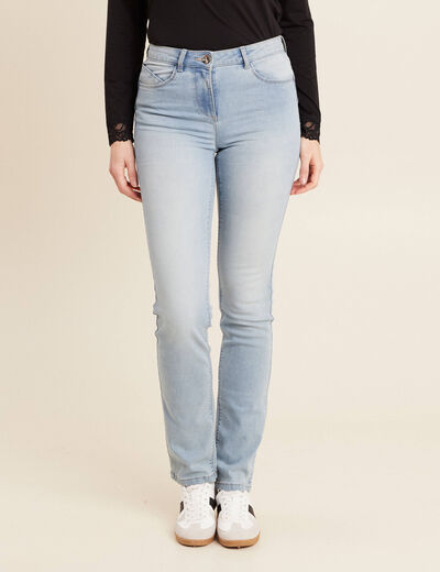 Jean ajusté taille standard long denim baby bleu femme