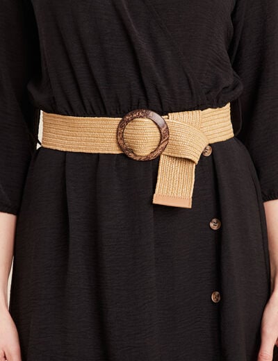 Robe droite ceinturée noir femme