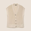 Gilet col v couleur or femme