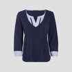 T-shirt manches 3/4 bleu marine femme