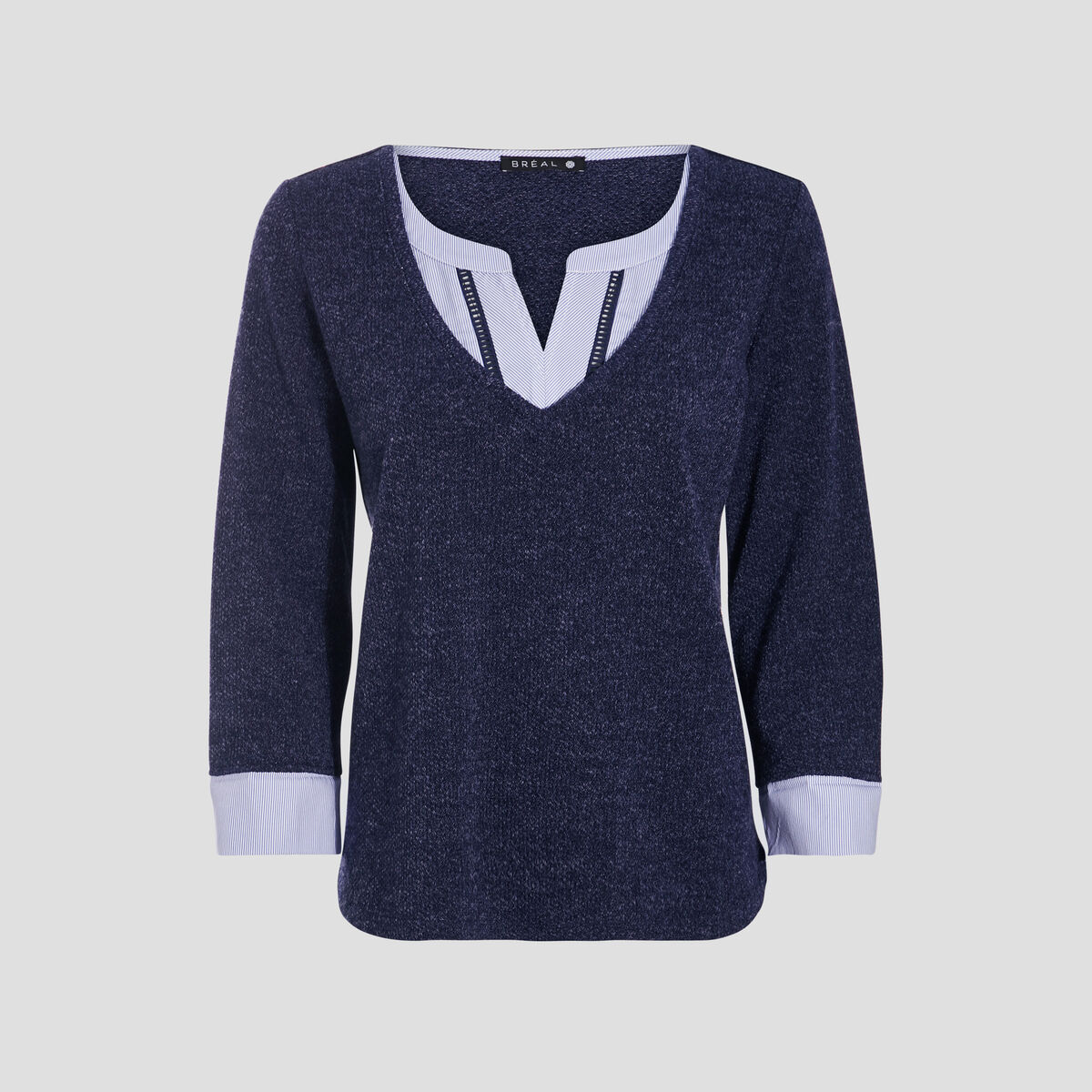 T-shirt manches 3/4 bleu marine femme