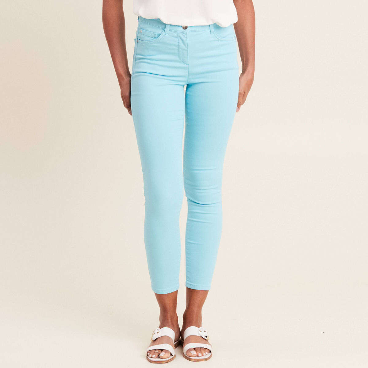 Pantalon léger taille standard 7/8ème bleu femme
