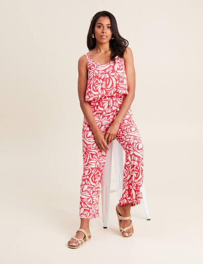 Combinaison pantalon ample rouge femme