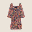 Robe évasée manches 3/4 violet femme