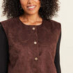 Veste sans manches doubl&eacute;e marron fonc&eacute; femme