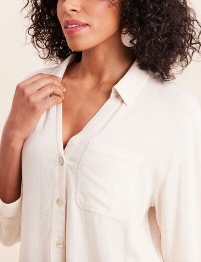 Chemise ample manches 3/4 beige femme