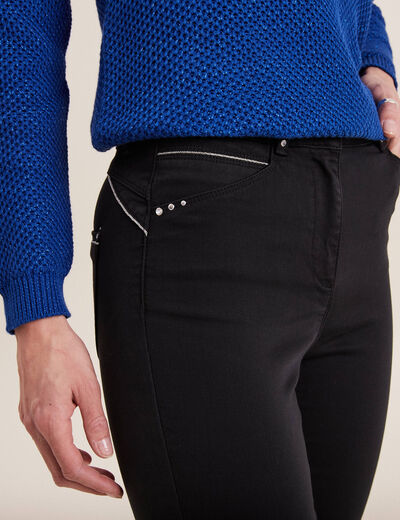 Pantalon ajusté taille haute noir femme