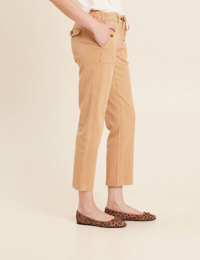 Jean ajusté 7/8ème marron clair femme