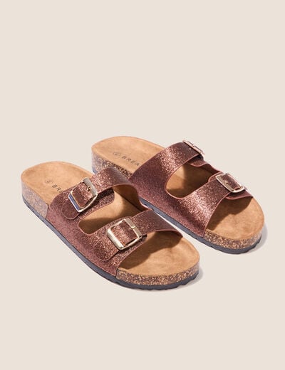 Mules à paillettes couleur cuivre femme