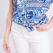 Chemise manches courtes nouée bleu femme