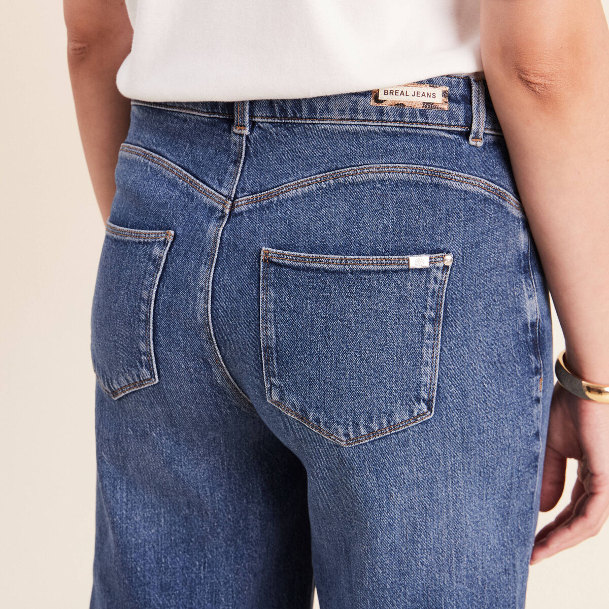 Jean bermuda taille haute denim denim stone femme
