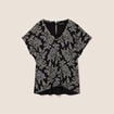 Blouse col v manches courtes noir femme