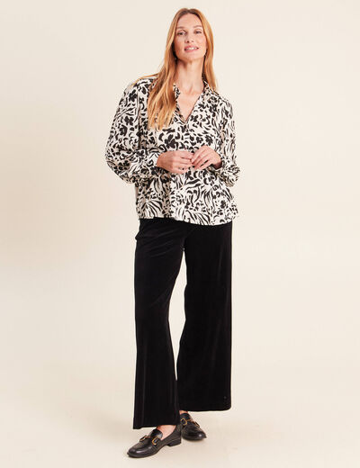 Chemise droite fluide manches longues blanc femme