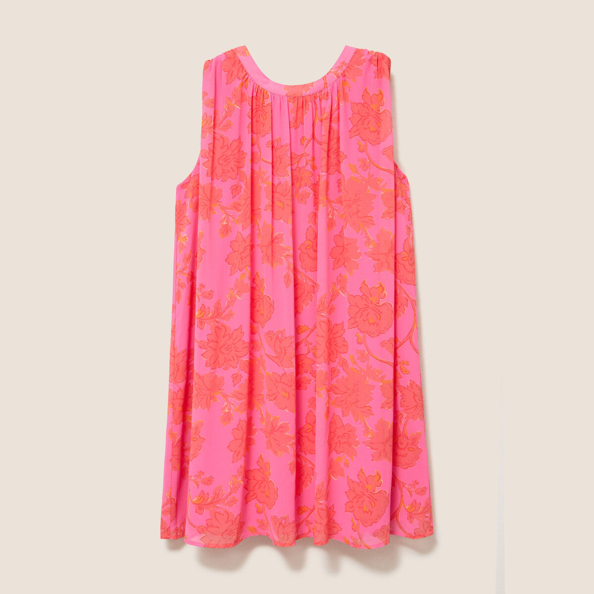 Robe ample courte sans manches doubl&eacute;e rose femme
