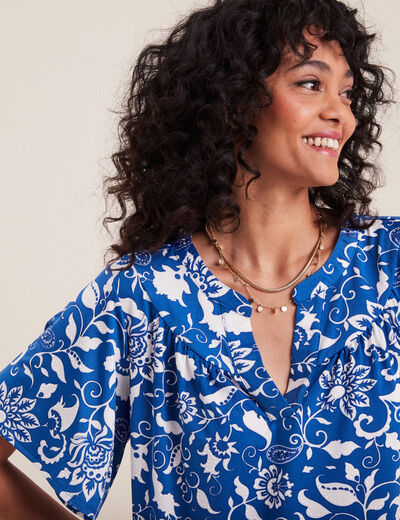 T-shirt manches courtes bleu femme