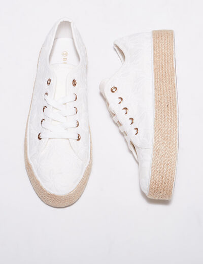Tennis plateformes à lacets ecru femme