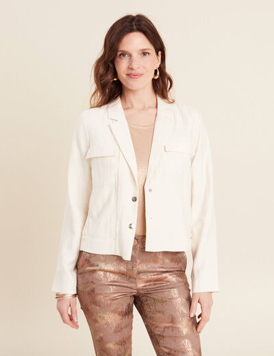 Veste esprit tailleur ecru femme