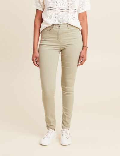 Pantalon léger taille haute long vert clair femme