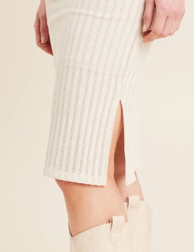 Jupe tricot longue tube ecru femme
