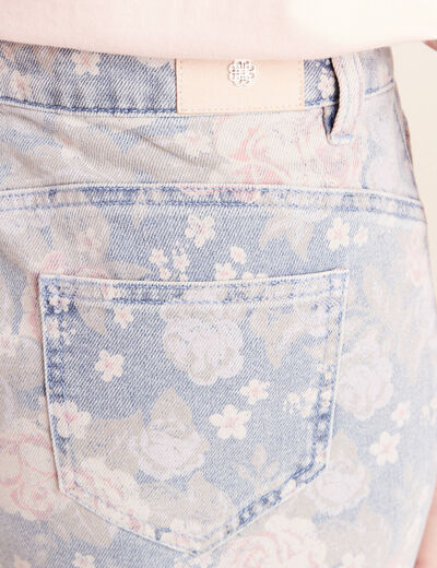Jupe droite en jean taille standard rose femme