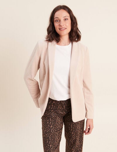 Veste tailleur velours sable femme