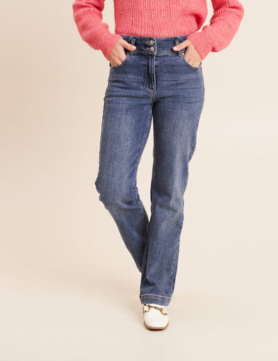 Jean coupe droite taille haute denim stone femme