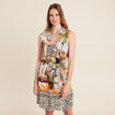 Robe droite courte manches courtes beige femme