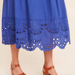 Jupe taille haute doubl&eacute;e avec broderie bleu fonc&eacute; femme