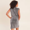 Robe ajust&eacute;e courte col v sans manches gris argent femme