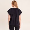 T-shirt col tunisien noir femme
