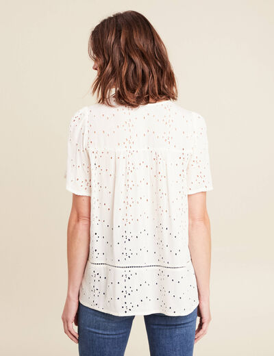 Blouse ample manches courtes ecru femme