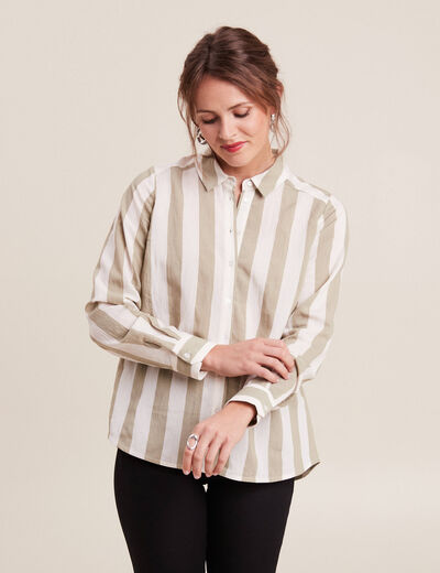 Chemise manches longues vert kaki femme