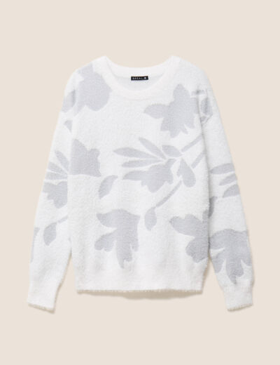 Pull col rond manches longues couleur argent femme