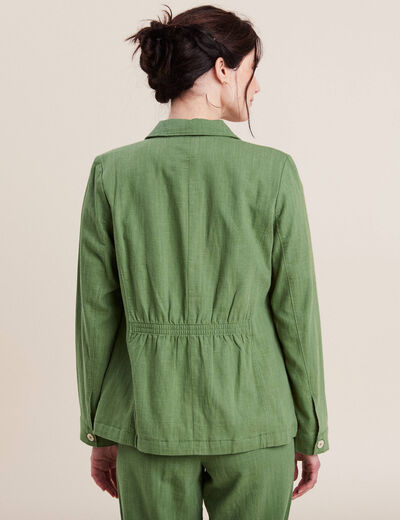 Veste droite boutonnée vert femme