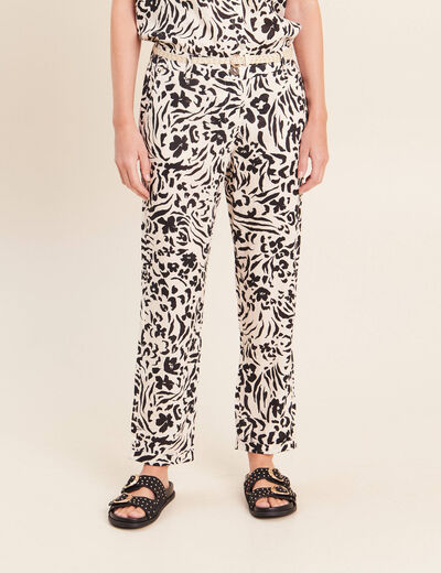 Pantalon coupe chino en lin blanc femme