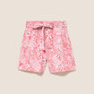 Short droit ceintur&eacute; orange corail femme