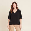 Blouse manches 3/4 noir femme