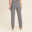 Pantalon large taille haute bleu marine femme