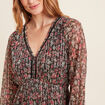 Robe fleurie à sequins évasée rose framboise femme