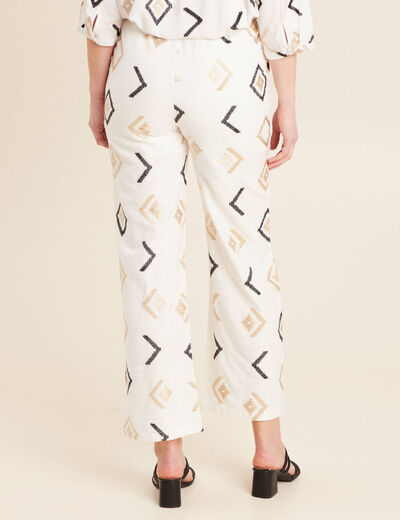 Pantacourt droit blanc femme