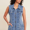 Robe droite brod&eacute;e en jean denim double stone femme