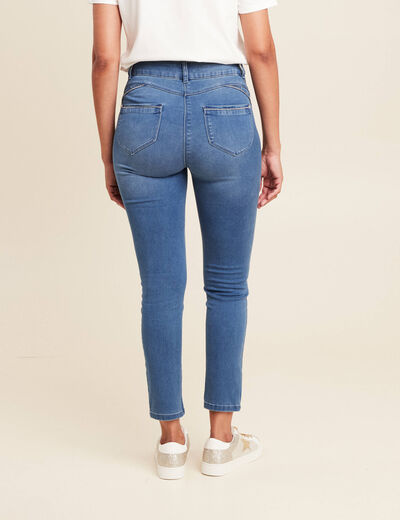 Jean ajusté taille haute denim double stone femme